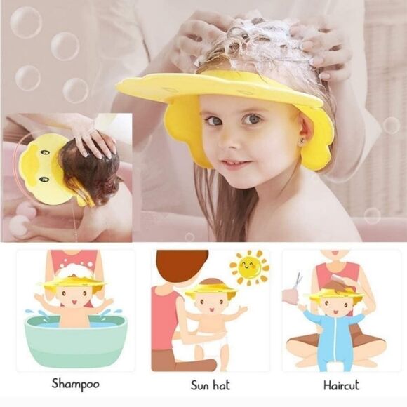 NWT Pink Baby Shower Cap for Kids Bath Visor Adjustable Toddler Shower Cap - Picture 8 of 10